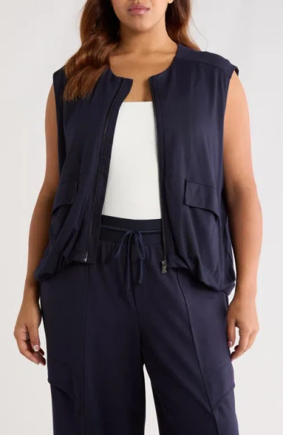 Wit & Wisdom Knit Zip-up Vest In Blue