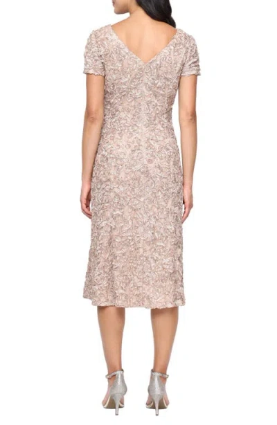 Alex Evenings Sequin Soutache Lace Cocktail Midi Dress In Pink