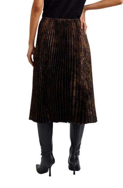 Bella Dahl Metallic Leopard Print Pleated Skirt In Brown
