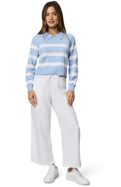 Splendid Phoebe Stripe Polo Sweater In Blue