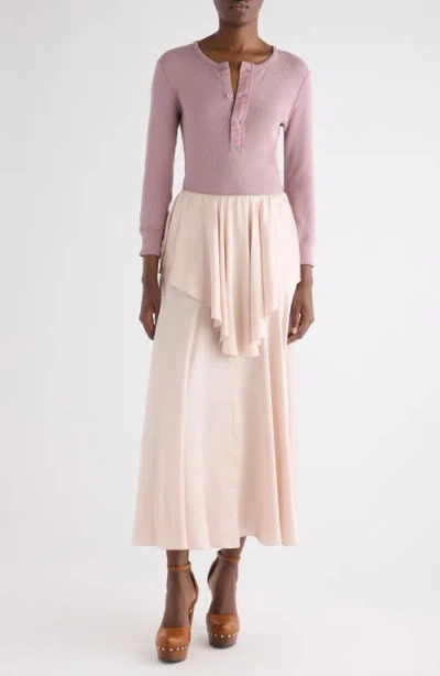 Chloé Fitted Henley Cotton Jersey Shirt Clothing In Pink