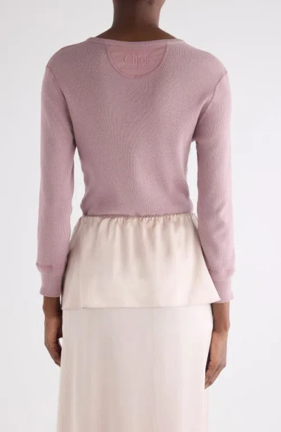 Chloé Fitted Henley Cotton Jersey Shirt Clothing In Pink