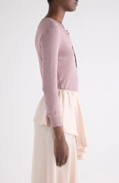 Chloé Fitted Henley Cotton Jersey Shirt Clothing In Pink