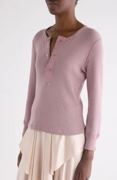 Chloé Fitted Henley Cotton Jersey Shirt Clothing In Pink
