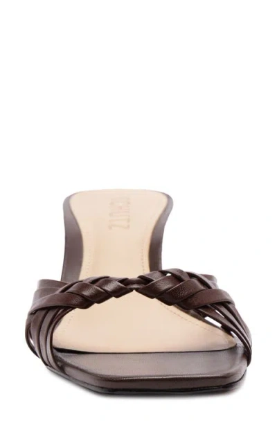 Schutz Tara Interlaced Slide Sandal In Brown