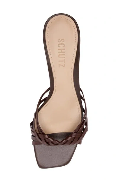 Schutz Tara Interlaced Slide Sandal In Brown
