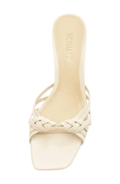 Schutz Tara Interlaced Slide Sandal In White