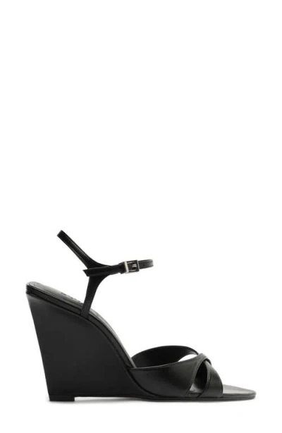 Schutz Maxine Ankle Strap Wedge Sanda In Black