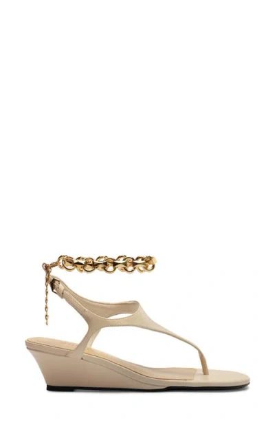 Schutz Lys Ankle Strap Wedge Sandal In White