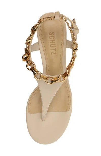 Schutz Lys Ankle Strap Wedge Sandal In White