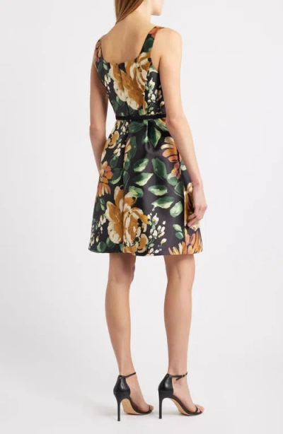 Julia Jordan Floral Cocktail Minidress In Brown