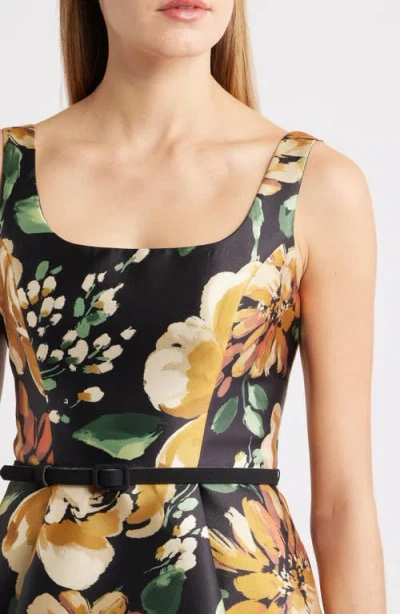 Julia Jordan Floral Cocktail Minidress In Brown