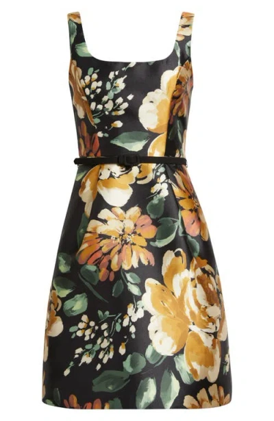 Julia Jordan Floral Cocktail Minidress In Brown