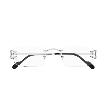 Cartier Ct0092o Decor C De  002 Silver Shiny Glasses In White