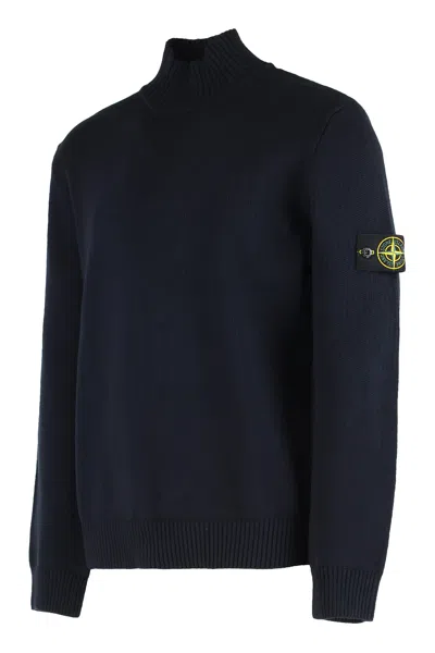 Stone Island Turtleneck Sweater In Cotton In Black