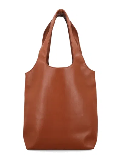 Apc A.p.c. Ninon Black Small Faux Leather Tote In Brown
