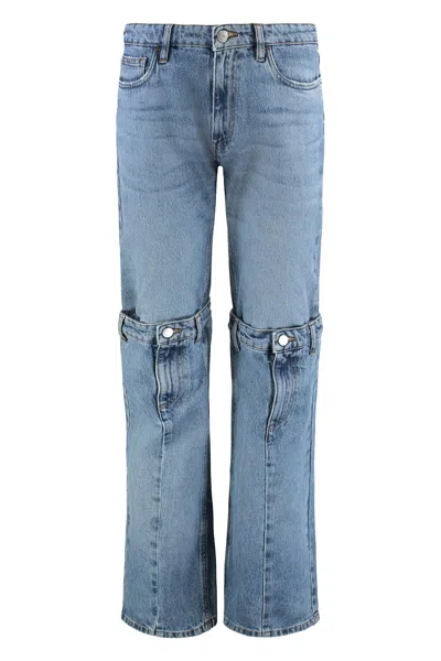 Coperni Straight Cut Denim Trousers Belt Loops Pockets In Blue