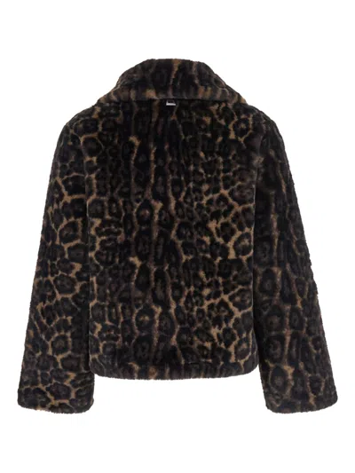Apparis Blair Leopard Coat In Black