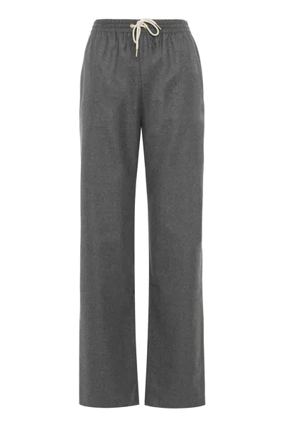 Celine Straight Jogging Pants In Flannel And Cashmere In Gray
