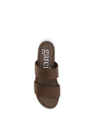 Pedro Garcia Double-band Satin Sandals In Brown
