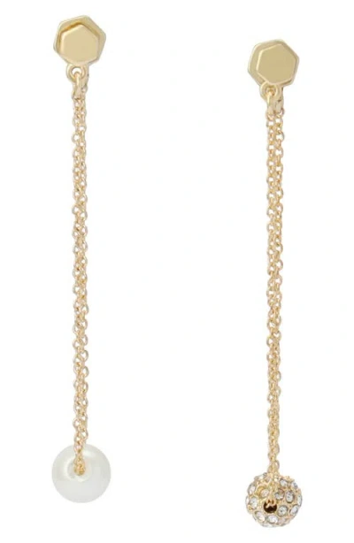 Allsaints Mismatched Ball Drop Earrings In Gold