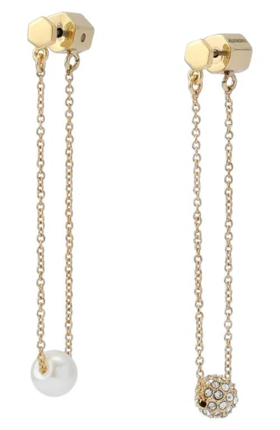Allsaints Mismatched Ball Drop Earrings In Gold