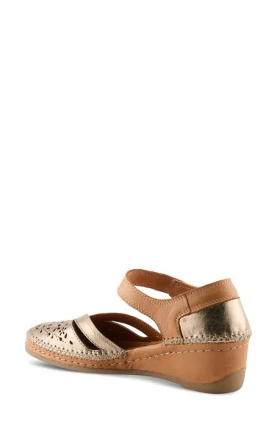 Spring Step Ezlyn Ankle Strap Wedge Pump In Brown