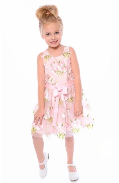 Truly Me Kids' Embroidered Party Dress In Multi