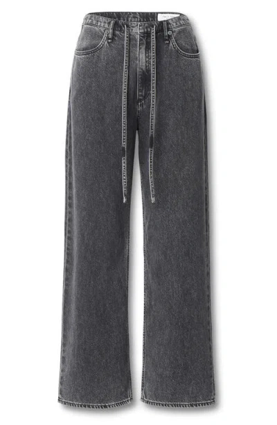 Rag & Bone Phoebe Drawstring High Rise Wide Leg Jeans In Anglique In Black