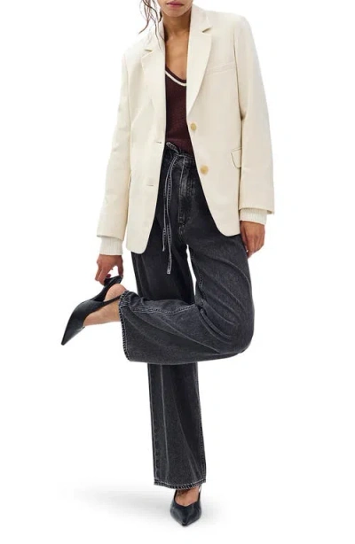 Rag & Bone Phoebe Drawstring High Rise Wide Leg Jeans In Anglique In Black