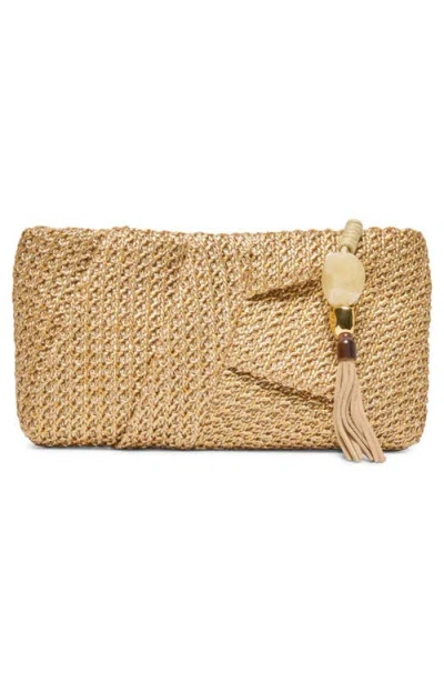 Dolce Vita Lorena Woven Raffia Clutch In Gold