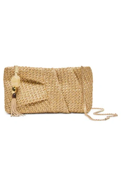 Dolce Vita Lorena Woven Raffia Clutch In Gold