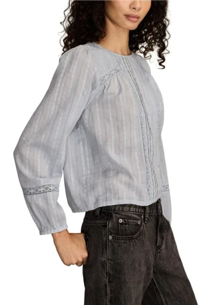 Lucky Brand Pintuck Lace Top In Gray