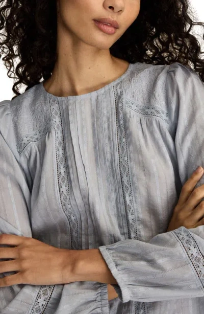 Lucky Brand Pintuck Lace Top In Gray