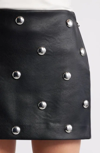 Mango Carla Studded Faux Leather Miniskirt In Black