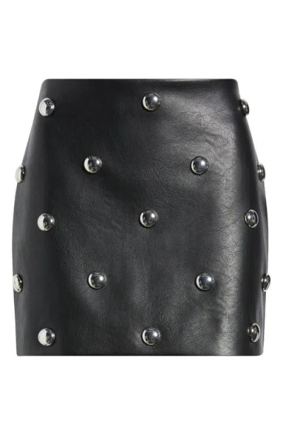Mango Carla Studded Faux Leather Miniskirt In Black