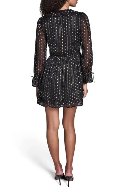 Bcbg Metallic Stripe Polka Dot Long Sleeve Minidress In Black