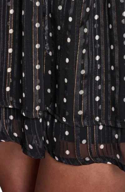 Bcbg Metallic Stripe Polka Dot Long Sleeve Minidress In Black