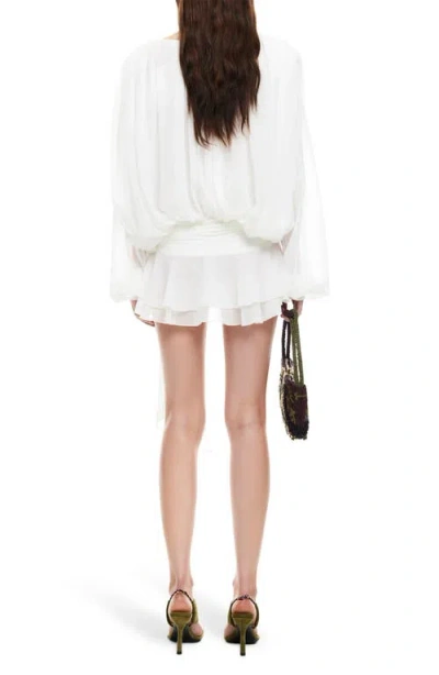 Lioness Elements Long Sleeve Chiffon Minidress In White