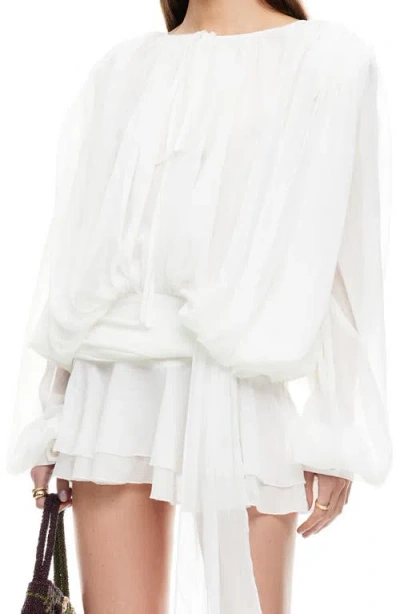 Lioness Elements Long Sleeve Chiffon Minidress In White