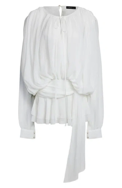 Lioness Elements Long Sleeve Chiffon Minidress In White