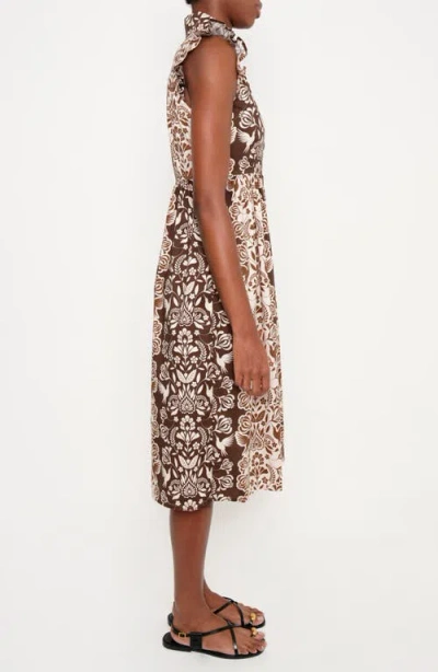 The Lulo Project Flying Pier Print Midi Dress In Brown