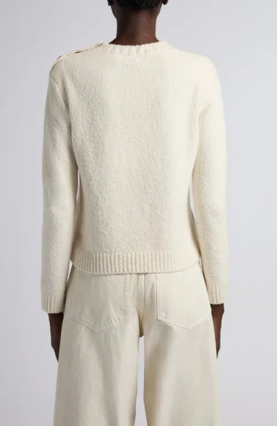 Moncler Embroidered Logo Crop Crewneck Sweater In Neutral