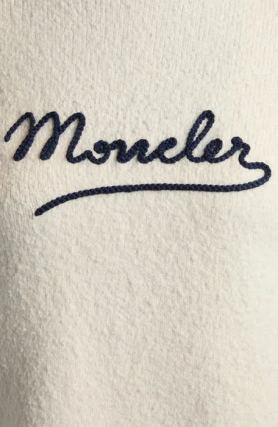Moncler Embroidered Logo Crop Crewneck Sweater In Neutral