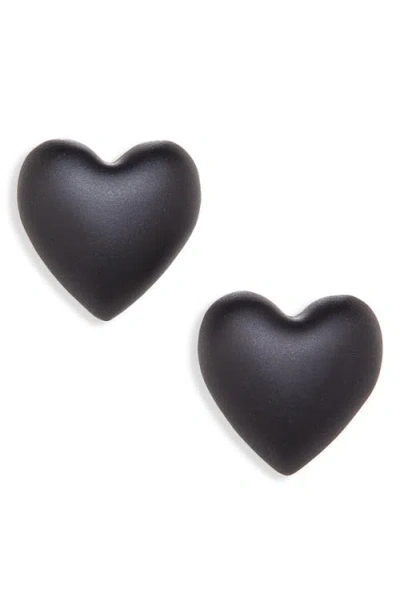 Roxanne Assoulin The Puffy Heart Stud Earrings In Black
