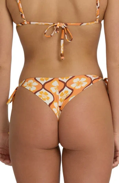 Billabong Sol Groove Side Tie Tanga Bikini Bottoms In Orange