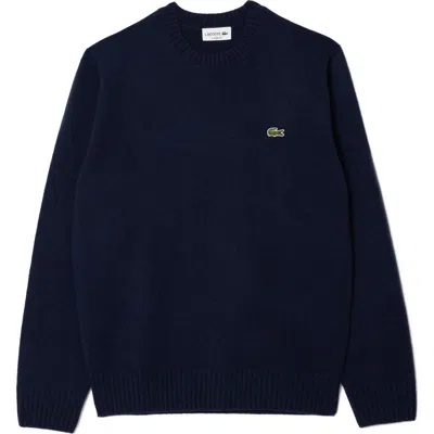 Lacoste Classic Fit Cashmere Crewneck Sweater In Blue