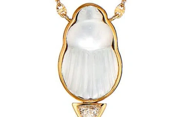 Lito Chiara Mother-of-pearl Scarab Pendant Necklace In Gold
