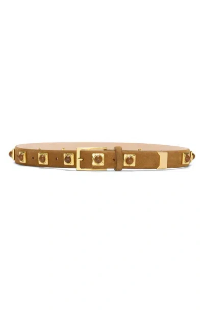 Aureum No. 2 Stud Leather Belt In Brown