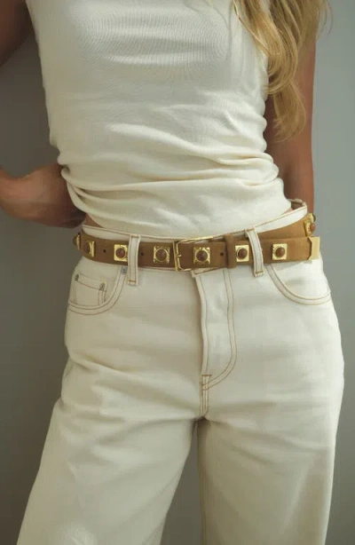 Aureum No. 2 Stud Leather Belt In Brown